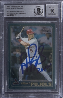 2001 Topps Chrome #596 Albert Pujols Signed Rookie Card - BGS 10 Auto